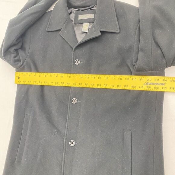 Banana Republic Pea Coat Mens Large Black Wool Cashmere Button Career Formal - Picture 7 of 10